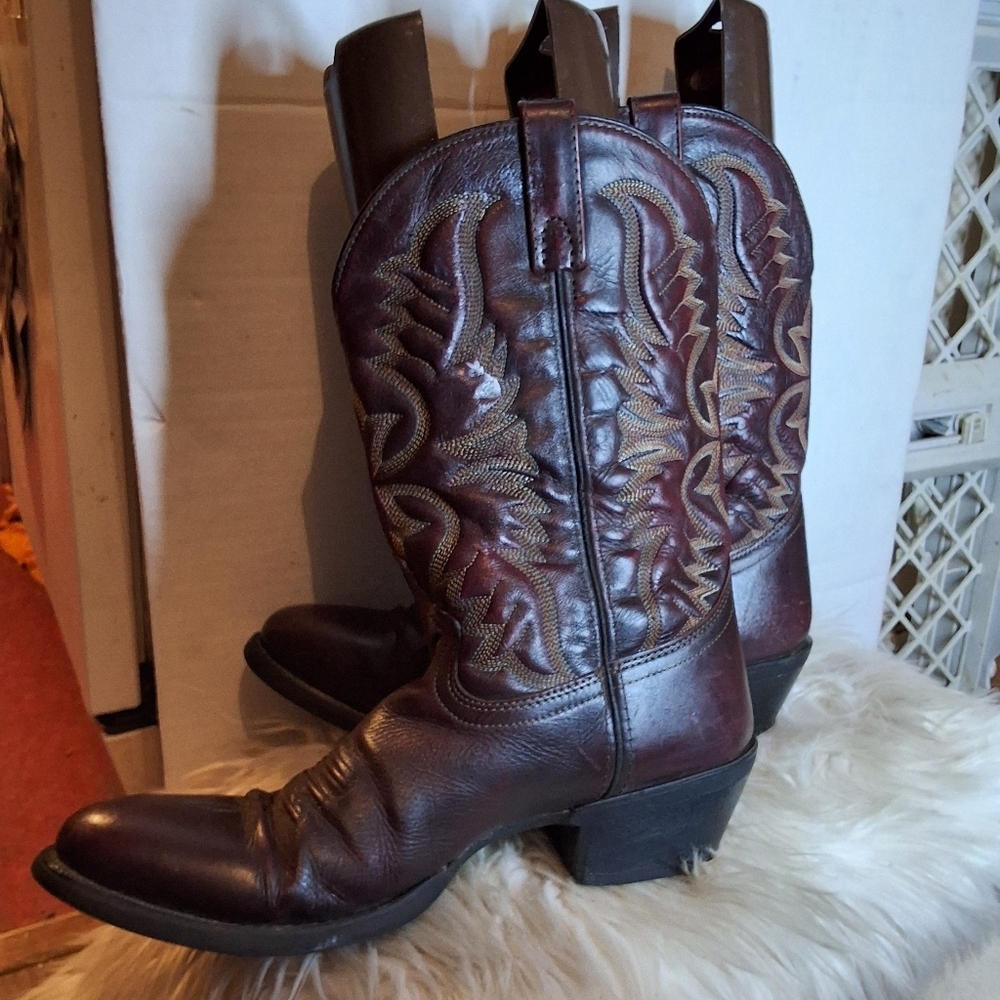 Laredo Brown Cowboy Western Leather Sitched Boots 11.5 D
